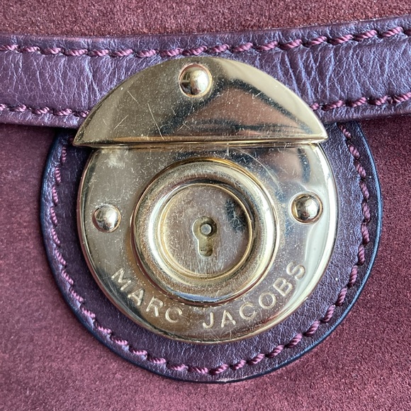 Marc Jacobs Leather Handbag Purse Kate Aubergine - Picture 5 of 12